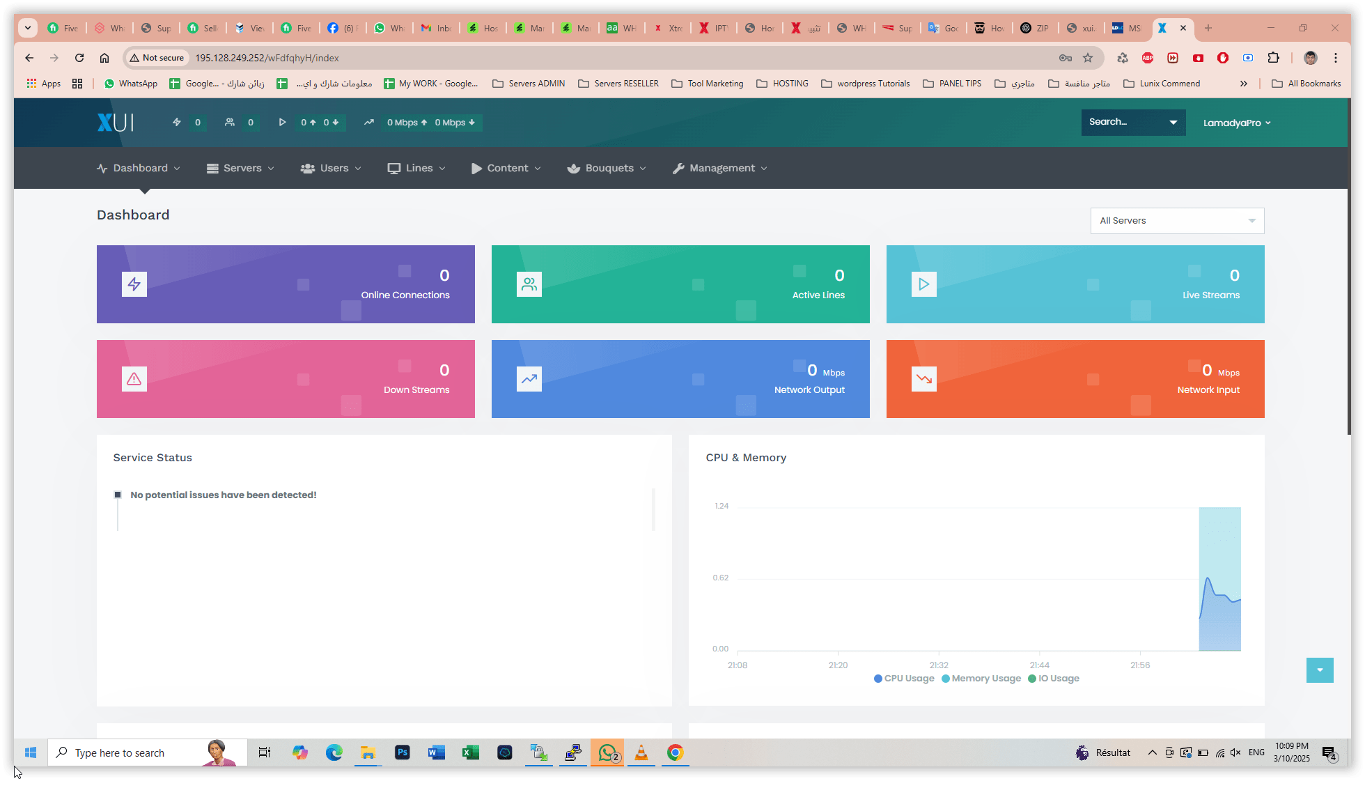 XUI panel dashboard preview